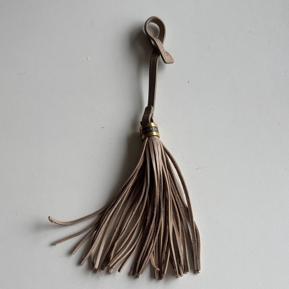 Saint Laurent beige Leather Tassel Keychain